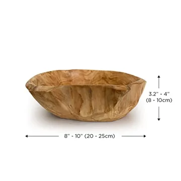 Wooden Bowl, Handmade Wooden Bowls with Wood Bead Garland, Natural, Fruit Bowl, Key Bowl for Decor, 8in-10in