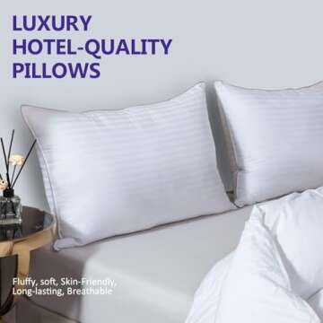 HOMELAB 2 Pack Queen Pillows for Sleeping - 100% Breathable Cotton Case, Soft Plush Down Alternative Filler, Medium to Soft Neck Support for Side Back and Stomach Sleepers, 20x30