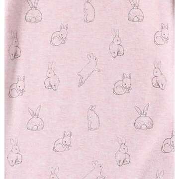 Owlivia Organic Cotton Baby Boy Girl Zip up Sleep N Play, Footless, Long Sleeve(3-6 Months, Pink Rabbit)