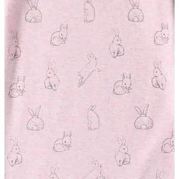 Owlivia Organic Cotton Baby Boy Girl Zip up Sleep N Play, Footless, Long Sleeve(3-6 Months, Pink Rabbit)