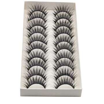 False Eyelashes,SMYTShop 10 Pairs Thick Long Cross False Eyelashes Black Band Fake Eye Lashes