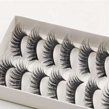 False Eyelashes,SMYTShop 10 Pairs Thick Long Cross False Eyelashes Black Band Fake Eye Lashes