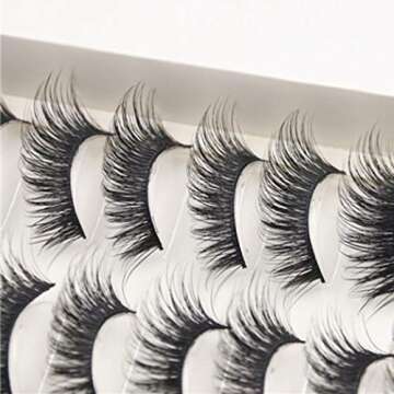 False Eyelashes,SMYTShop 10 Pairs Thick Long Cross False Eyelashes Black Band Fake Eye Lashes