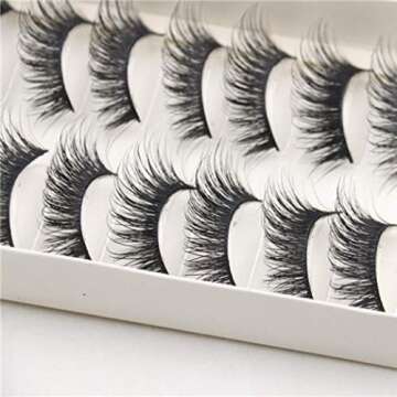 False Eyelashes,SMYTShop 10 Pairs Thick Long Cross False Eyelashes Black Band Fake Eye Lashes