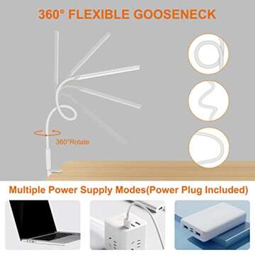 yotutun LED Desk Lamp, Swing Arm Table Lamp with Clamp, Flexible Gooseneck Task Lamp, Eye-Caring Architect Desk Light, 3 Modes 10 Brightness Levels, Memory Function Desk Lamps for Home Office, 10W