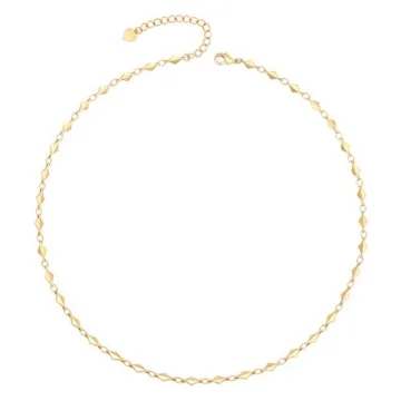 Aobei Pearl 18k Gold Rhombus Choker Necklace - Elegant Minimalist Jewelry