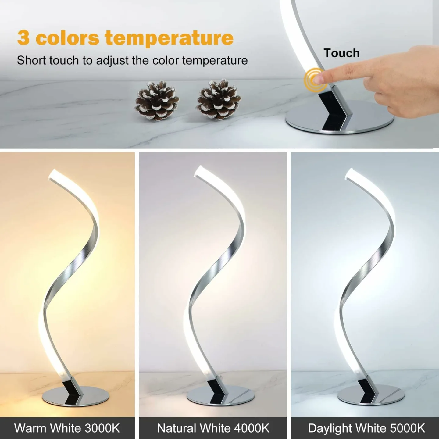 Modern Spiral Touch Control Table Lamp for Home