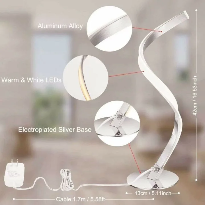 Modern Spiral Touch Control Table Lamp for Home