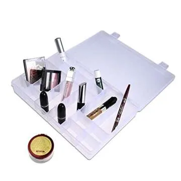 D-BUY 36 Grids Clear Plastic Jewelry Box Organizer Storage Container with Adjustable Dividers 10.8 x 6.9 x 1.7 inch(Clear Color, 1 Pack, 36 Grids)