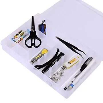 D-BUY 36 Grids Clear Plastic Jewelry Box Organizer Storage Container with Adjustable Dividers 10.8 x 6.9 x 1.7 inch(Clear Color, 1 Pack, 36 Grids)