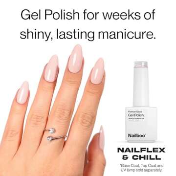Nailboo PREMIER Forever Glaze Gel Nail Polish, (Pastel Pink Nude) Nail-Flex & Chill LED Nail Lamp Gel Polish, Self-Leveling DIY Nails, Salon Quality Nail Color, Glossy Long-Wear, 0.3 oz.