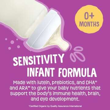 Earth's Best Organic Sensitivity Infant Formula for Babies 0-12 Months, Reduced Lactose Powder Formu...