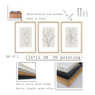 Neutral Botanical Wall Art Set of 3 Minimalist Decor