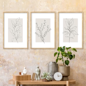 Neutral Botanical Wall Art Set of 3 Minimalist Decor