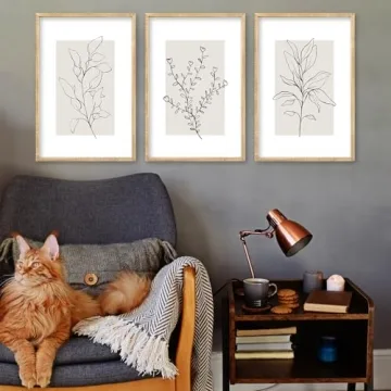 Neutral Botanical Wall Art Set of 3 Minimalist Decor