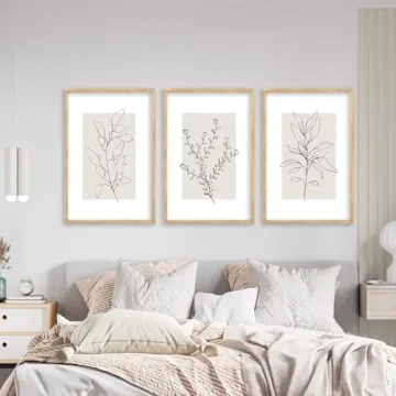 Neutral Botanical Wall Art Set of 3 Minimalist Decor