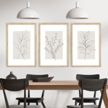 Neutral Botanical Wall Art Set of 3 Minimalist Decor