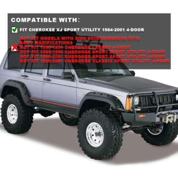 G-PLUS Fender Flares, Compatible with Jeep Cherokee XJ 1984-2001 4-Door Sport Utility Models [Not Fi...