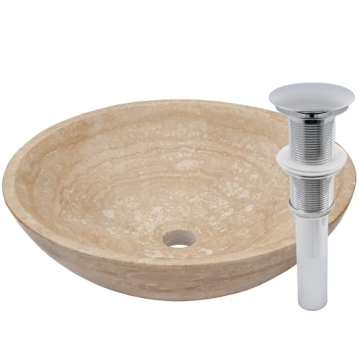 Novatto Beige Travertine Vessel Sink for Elegant Bathrooms