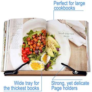 A+ Book Stand BS2500 Large 16x10.5 Portable Adjustable Foldable Bookstand Holder for Reading Hands Free Large Thick Heavy Textbooks Cookbooks Tablets