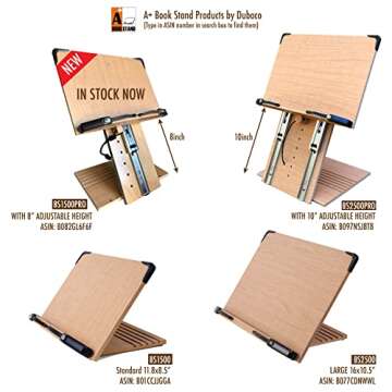 A+ Book Stand BS2500 Large 16x10.5 Portable Adjustable Foldable Bookstand Holder for Reading Hands Free Large Thick Heavy Textbooks Cookbooks Tablets
