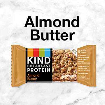 KIND Breakfast Protein Bars, Almond Butter, Healthy Snacks, Gluten Free, 8g Protein, 8 Count