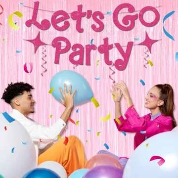 6 Pack Macaron Pink Foil Fringe Curtains Backdrop, 3.28 x 6.6 Ft Metallic Streamers Tinsel Curtains Background for Photo Booth, Birthday, Halloween, Christmas, New Year Party Decorations