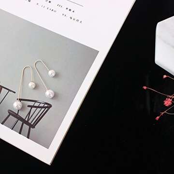 Elegant 18K Gold Plated Pearl Dangle Earrings for Women