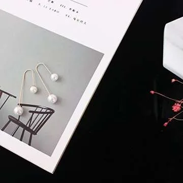 Elegant 18K Gold Plated Pearl Dangle Earrings for Women