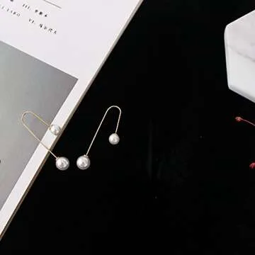 Elegant 18K Gold Plated Pearl Dangle Earrings for Women