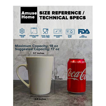 Amuse Grande Mugs Set of 6 Elegance 18 oz Lightweight