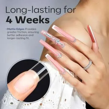 modelones Square Nail Tips, 504 Pcs Acrylic Fake Nails Tips XXL Extra Long Straight No C Curve Half Cover Clear Gel x Nail Tips 12 Sizes with Box