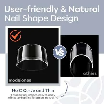 modelones Square Nail Tips, 504 Pcs Acrylic Fake Nails Tips XXL Extra Long Straight No C Curve Half Cover Clear Gel x Nail Tips 12 Sizes with Box