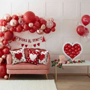 DFXSZ Valentine's Day Pillow Covers 18x18 Inch Set of 2 Big Red Hearts Small Red Hearts Decor Throw Pillow Covers Valentine's Day Cushion Case Decoration for Sofa Couch 53C