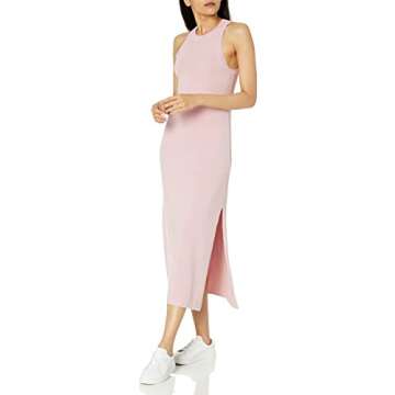 The Drop Women's Gabriela Halter Neck A-Line Side Slit Maxi Dress, Ice Pink, S