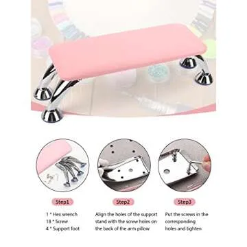 Big Arm Rest for Nails Cushion, Microfiber Leather Hand Rest for Nails Tech, Hand Rest Pillow for Nails Toenails, Detachable Nail Art Accessories Tool for Nails Tech (Pink)