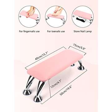 Big Arm Rest for Nails Cushion, Microfiber Leather Hand Rest for Nails Tech, Hand Rest Pillow for Nails Toenails, Detachable Nail Art Accessories Tool for Nails Tech (Pink)