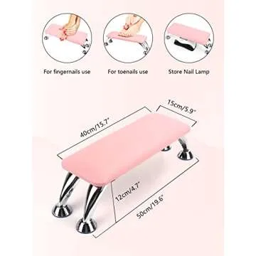 Big Arm Rest for Nails Cushion, Microfiber Leather Hand Rest for Nails Tech, Hand Rest Pillow for Nails Toenails, Detachable Nail Art Accessories Tool for Nails Tech (Pink)