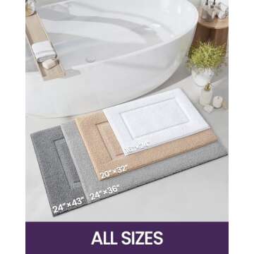 DEXI Bathroom Rugs 43x24, Washable Non Slip Bath Mat for Shower Floor, Absorbent Quick Dry Bathmat w...