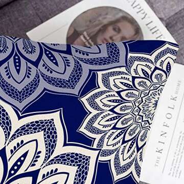 Hexagram Navy Blue Striped Pillow Covers 18" Set of 4