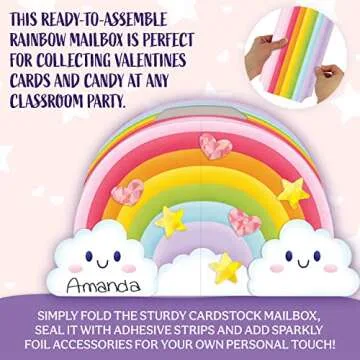 Peaceable Kingdom Rainbow Mailbox - Kids Valentines Box Kit