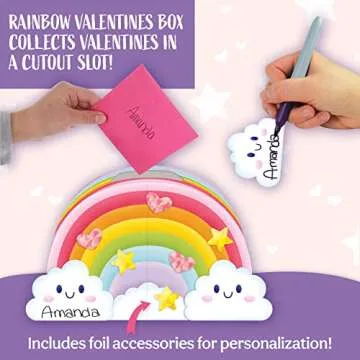 Peaceable Kingdom Rainbow Mailbox - Kids Valentines Box Kit