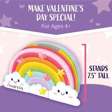 Peaceable Kingdom Valentines Box for Kids, Valentines Day Box Kit for Valentines Cards for Kids Classroom - Rainbow Mailbox Kit
