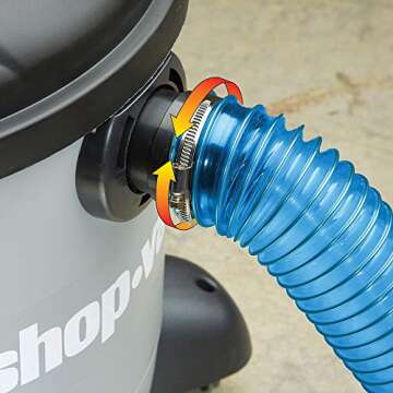 Dust Right 2.5'' Shop Vac Hose Kit – Expandable Blue Shop Vac – 2-1/2” Elastic, Flexible Polymer Vacuum Hose Extend up to 12’ L – Kit Includes 2.5” Expandable Hose, 2-1/2 Hose Clamp, Swivel Fittings