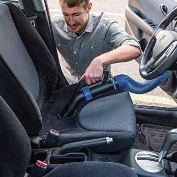 Dust Right 2.5'' Shop Vac Hose Kit – Expandable Blue Shop Vac – 2-1/2” Elastic, Flexible Polymer Vacuum Hose Extend up to 12’ L – Kit Includes 2.5” Expandable Hose, 2-1/2 Hose Clamp, Swivel Fittings