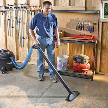 Dust Right 2.5'' Shop Vac Hose Kit – Expandable Blue Shop Vac – 2-1/2” Elastic, Flexible Polymer Vacuum Hose Extend up to 12’ L – Kit Includes 2.5” Expandable Hose, 2-1/2 Hose Clamp, Swivel Fittings