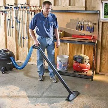 Dust Right 2.5'' Shop Vac Hose Kit – Expandable Blue Shop Vac – 2-1/2” Elastic, Flexible Polymer Vacuum Hose Extend up to 12’ L – Kit Includes 2.5” Expandable Hose, 2-1/2 Hose Clamp, Swivel Fittings