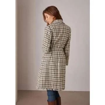 GRACE KARIN Women's Notch Lapel Double Breasted Blend Mid Long Pea Trench Coat Brown L