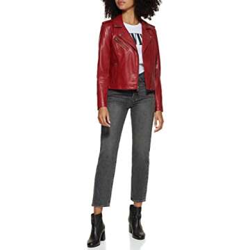 Levi's Women's The Classic Faux Leather Moto Jacket (Regular & Plus Size), Deep Cherry Red, Medium