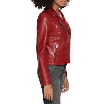 Levi's Women's The Classic Faux Leather Moto Jacket (Regular & Plus Size), Deep Cherry Red, Medium